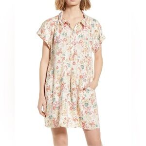 Faherty Hana Floral Organic Cotton Shirtdress Button Down Gauzy Sz S